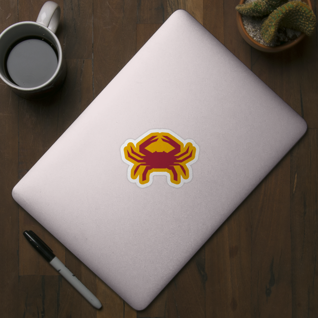 Radioactive Crab Logo Red on Gold by IORS